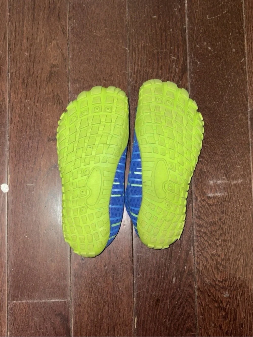 Children's Slip-On Aqua Shoes in Bright Blue with Lime Accents